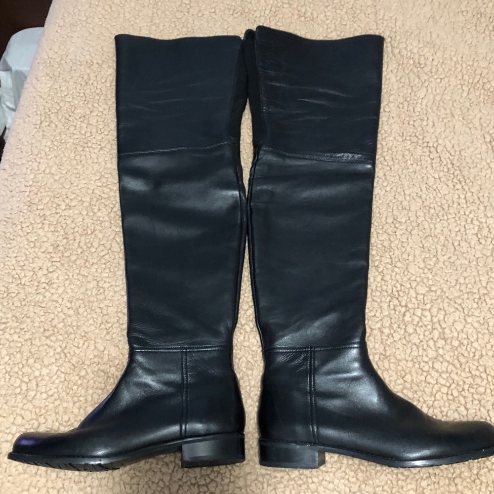 Stuart Weitzman thigh high boots. black leather.